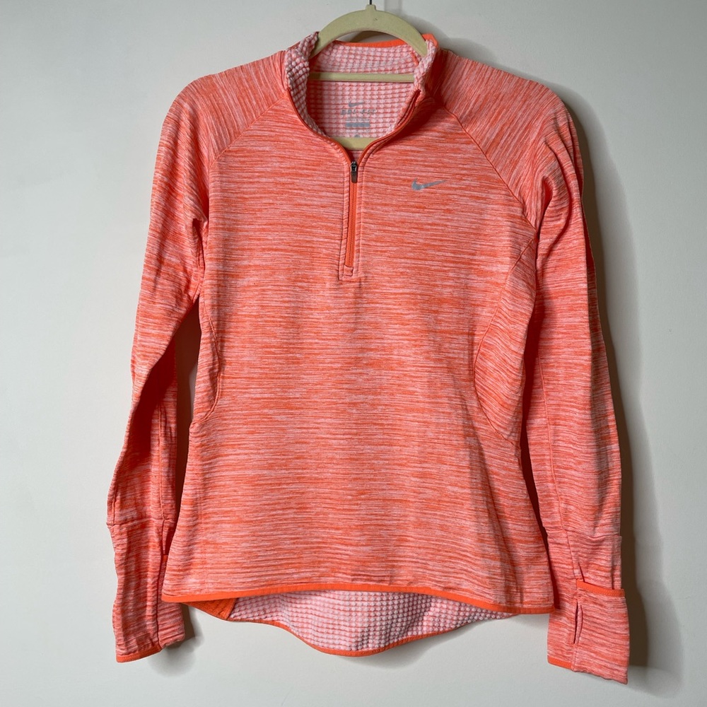 Nike Dri-Fit Orange 1/2 Zip Pullover Small